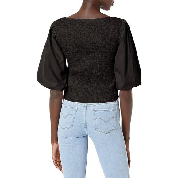 BB DAKOTA by STEVE MADDEN Instant Destiny Puff Sleeve Top Black - NWT - Large - Picture 2 of 3